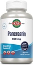 KAL Pancreatin 350 mg, fordøjelsesenzymer til kvinder og mænd, pankreatiske enzymer til fordøjelsesstøtte, gluten fri, non-GMO, hurtig opløsning, 60- dag garanti, 250 Servere, 250 tabletter