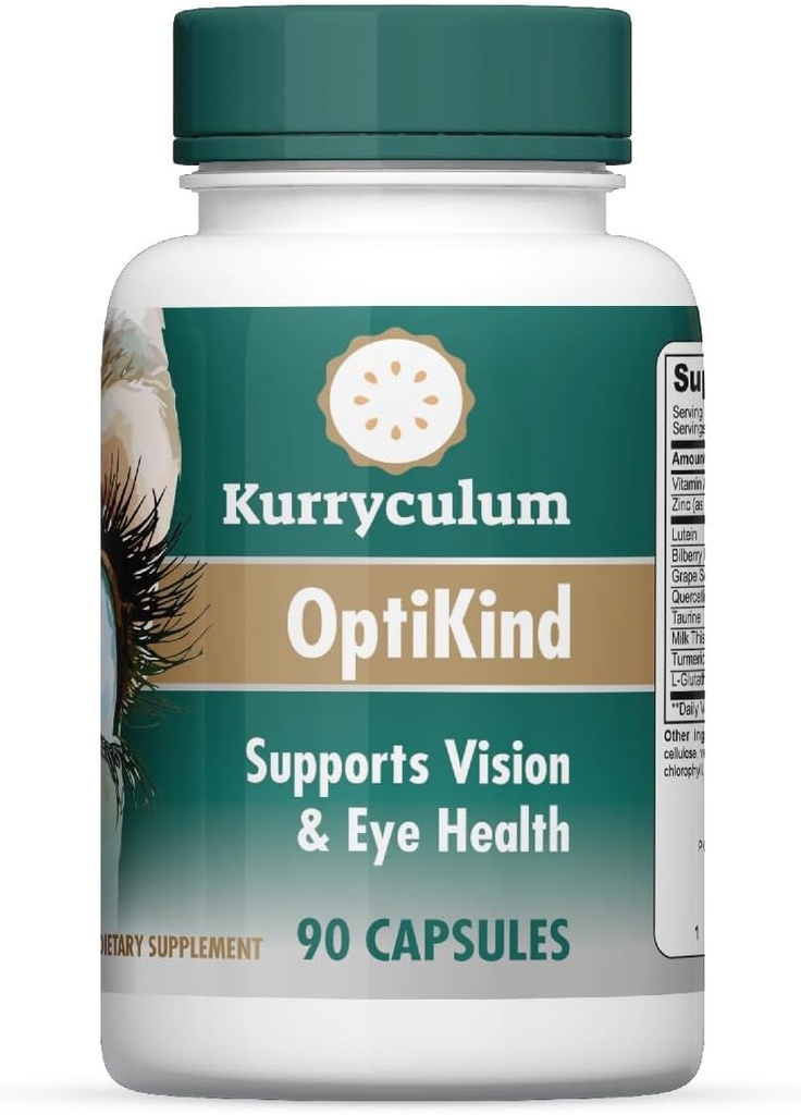 OptiKind Vision Support Eye Vitamins, 90 Capsules, Eye Health Formula with Lutein for Eyes and Glutathione