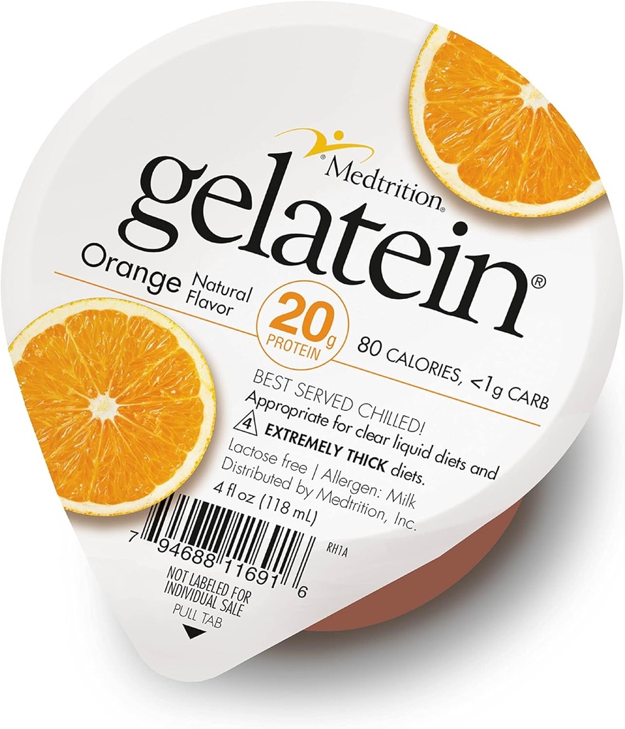 Medtrition Gelatein Orange: 20 grams protein. Sukker fri. Ideel til Clear Liquid Diets, synke sværhedsgrader, bariatric, Dialyse og Onkologi. Stor pre eller post-workout Snack. (12 pakninger)