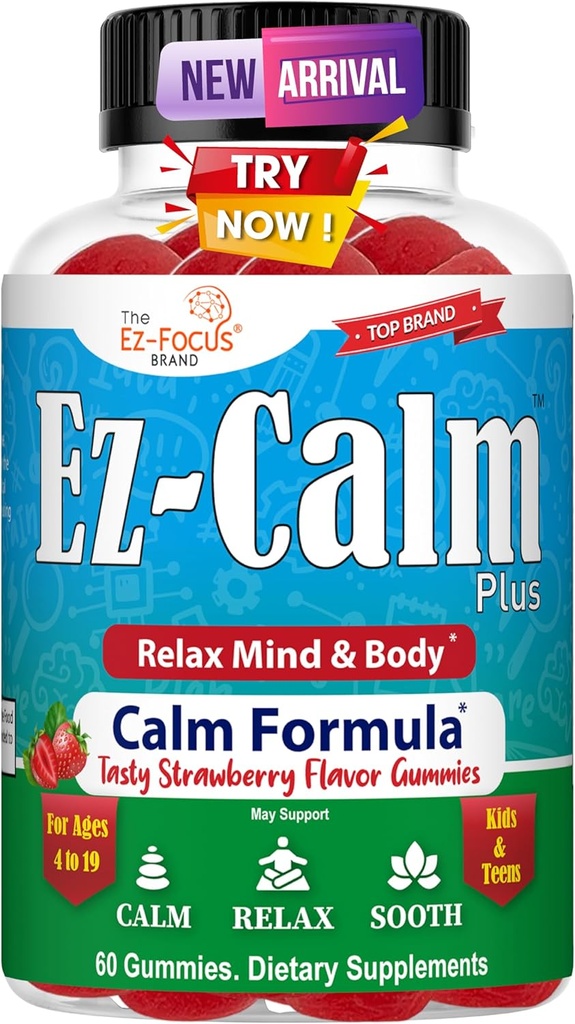 Calming Ashwagandha Gummies for Teens- Call Sleep Gummies - Natural Focus Gummies med Ashwagandha Root Extract - Ashwagandha tillæg for søvn Stress Balance - 60 Vegansk Sukker Free Chews