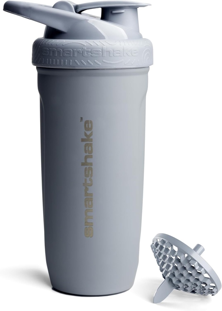Smartshake Reforce rustfrit stål Protein Shaker Flaske 900 ml stålet 124; 30 oz - Bladsikker skrue- på Lid - BPA Free - Ikke isoleret flaske - Unisex (Grå)