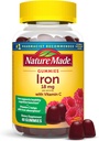 Nature Made Iron 18 mg per servering med C-vitamin, Kosttilskud til Red Blood Cell Support, 60 Gummies, 30 dages forsyning