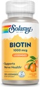 SOLARAY Biotin 1000mcg Lozenges - Biotin tillæg med vitamin A - Nerve funktion og Cellular Energy Support - Natural Orange Juice Flavor, Great Taste, 60- Day Garanti, 100 Servere, 100 Lozenges