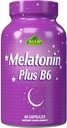 ALFA VITAMINS Melatonin Plus B- 6 Supplement med 5MG dvaleregulator - Kardiovaskulær sundhed - immunsystem - 60 kapsler