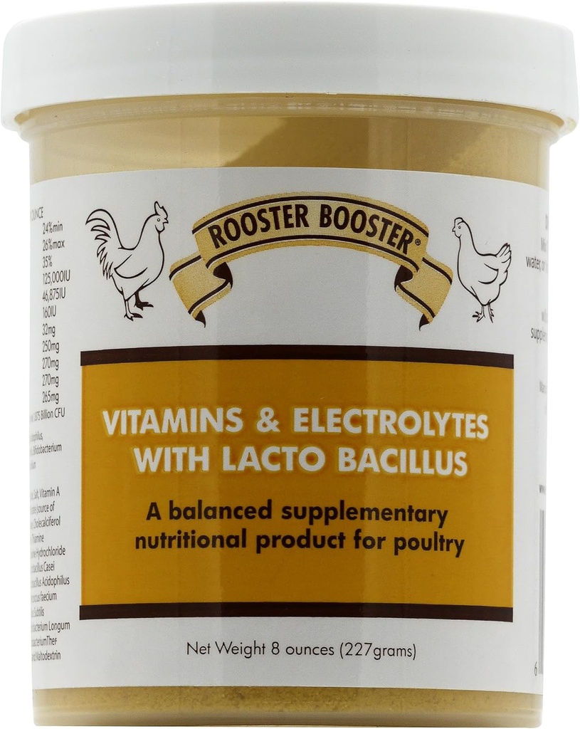 Rooster Booster Vitaminer og Elektrolyter med Lactobacillus, Natural, 8 oz.