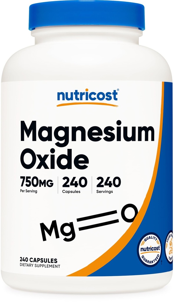 Nutricost Magnesiumoxid 750mg, 240 kapsler - 420mg Magnesium, non- GMO, gluten fri