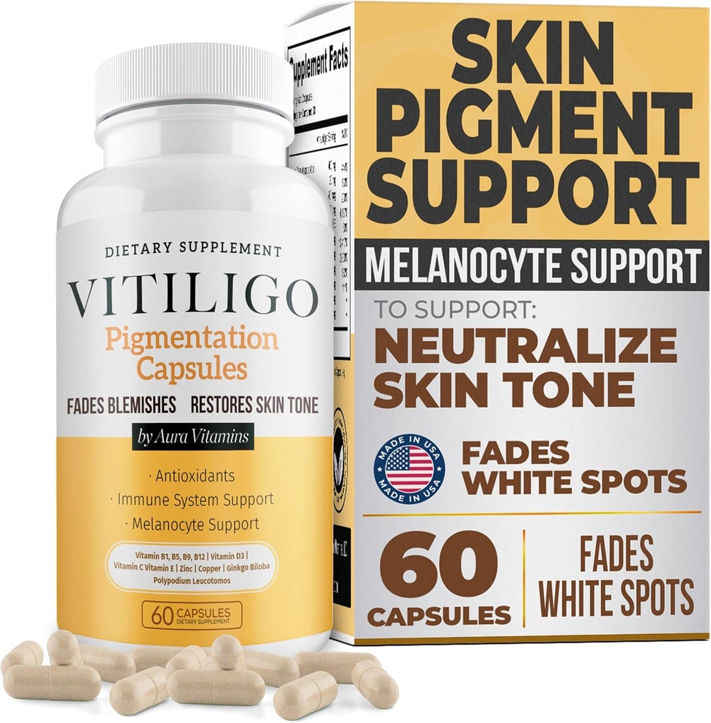 Dermaward Vitiligo kapsler (60 greve) Effektiv Vitiligo supplement, Reducere hvide skeder & forbedre hud pigmentering støtte, for alle hud & reducere hvide skeer på hud og tonet hud