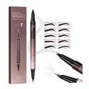 2-in-1 Buet Eyebrow Pen og Eyeliner med 10Pcs Brow Stencils, Microblading Eyebrow blyant med 4 Fork- Tip og buet Præcise Tip, vandtæt og lang holdbarhed Eyebrow blyanter til kvinder, Soft Black