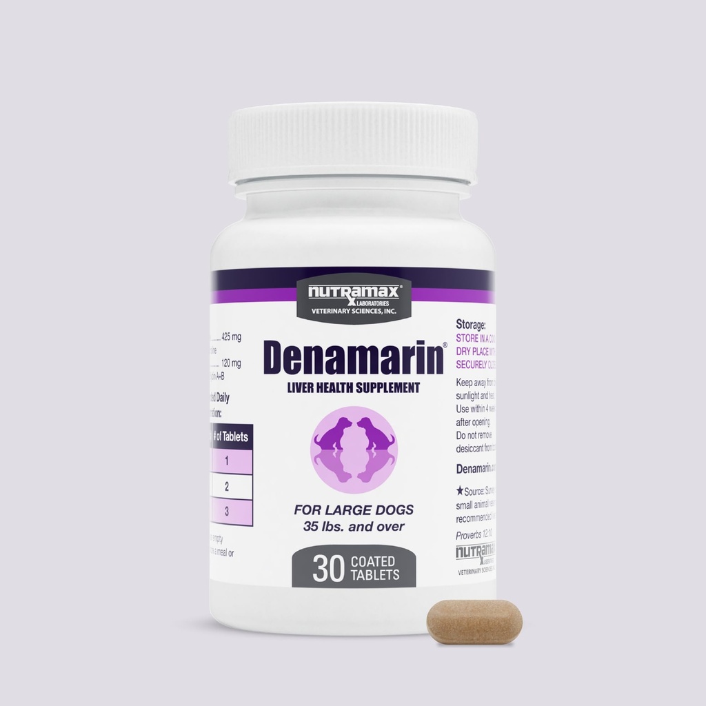 Nutramax Laboratories Denamarin Leverkosttilskud til store hunde - Med S- Adenosylmethionin (SAME) og Silybin, 30 tabletter (Pakning med 1)