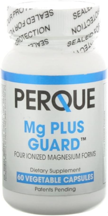 PERQUE Mg Plus Guard Magnesium - High- Absorption Magnesium tillæg med Glycinate, Ascorbat & Citrate - Understøtter hjerte og metaboliske funktion - Non-GMO, Gluten- Free -60 Vegetabilske kapsler