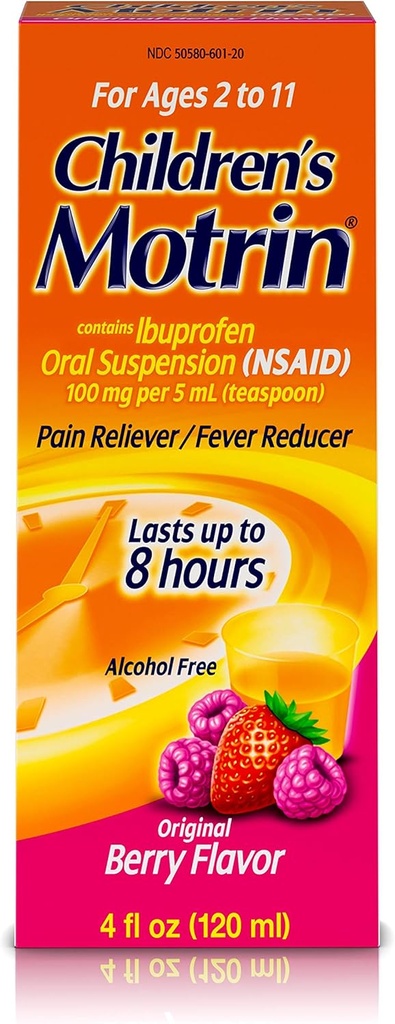 Motrin Children 's Ibuprofen Oral Suspension Original Berry Flavor - 4 oz, pakke med 3