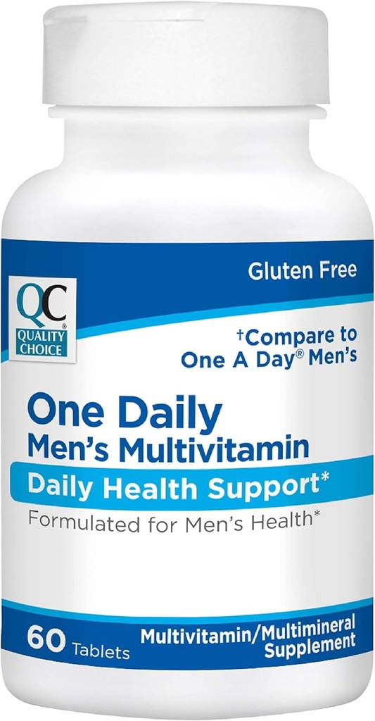 Kvalitetsvalg Herre Et dagligt multivitamin med vitaminer A C D E B (1, 2, & 6) og mineraltilskud i 60 Count Flasker
