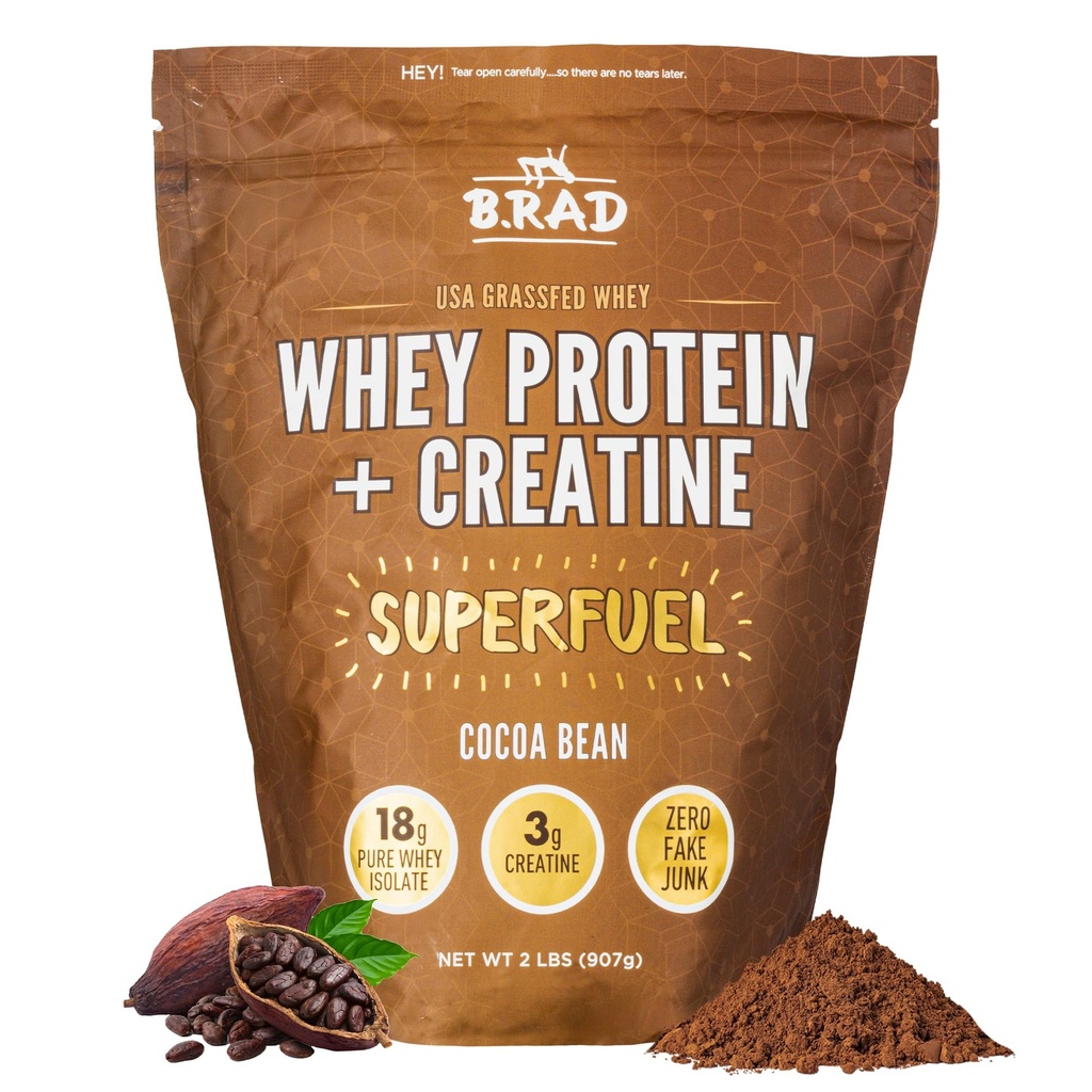 B.rad Superfuel - Græs Fed Whey Protein Isolate Boostet med Creatin Note 124; Farm-Fresh, Easy- to- Digest, Clean Ingredients