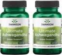 Swanson Ultimate Ashwagandha KSM- 66 - Urtetilskud støtte sunde stress niveauer & relaxation - Naturlig formel til at fremme en rolig & afslappet Mindset - (60 Veggie kapsler, 250 mg hver) (2 Pack)