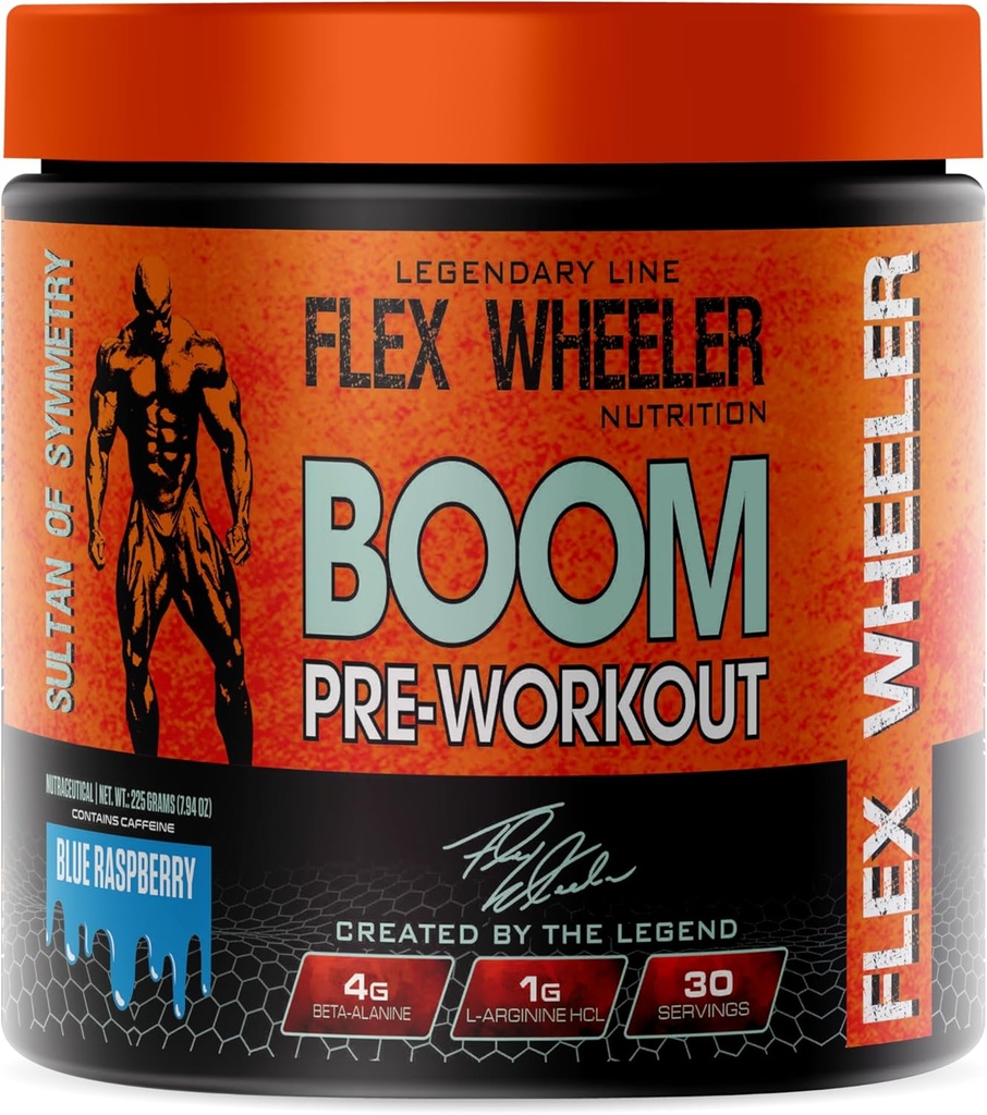 Boom Pre Workout nogensinde 124; 225g (30 Servering, Blå Hindbær)