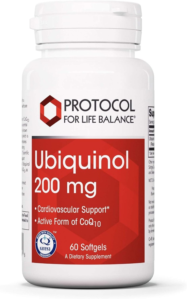PROTOKOL FOR LIV BALANCE Ubiquinol 200mg - Biotilgængelig CoQ10 Softgels - Heart Health Support - Oxidative Stress Quencher - Soy Free & Dairy Free - 60 Softgels