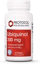 PROTOKOL FOR LIV BALANCE Ubiquinol 200mg - Biotilgængelig CoQ10 Softgels - Heart Health Support - Oxidative Stress Quencher - Soy Free & Dairy Free - 60 Softgels
