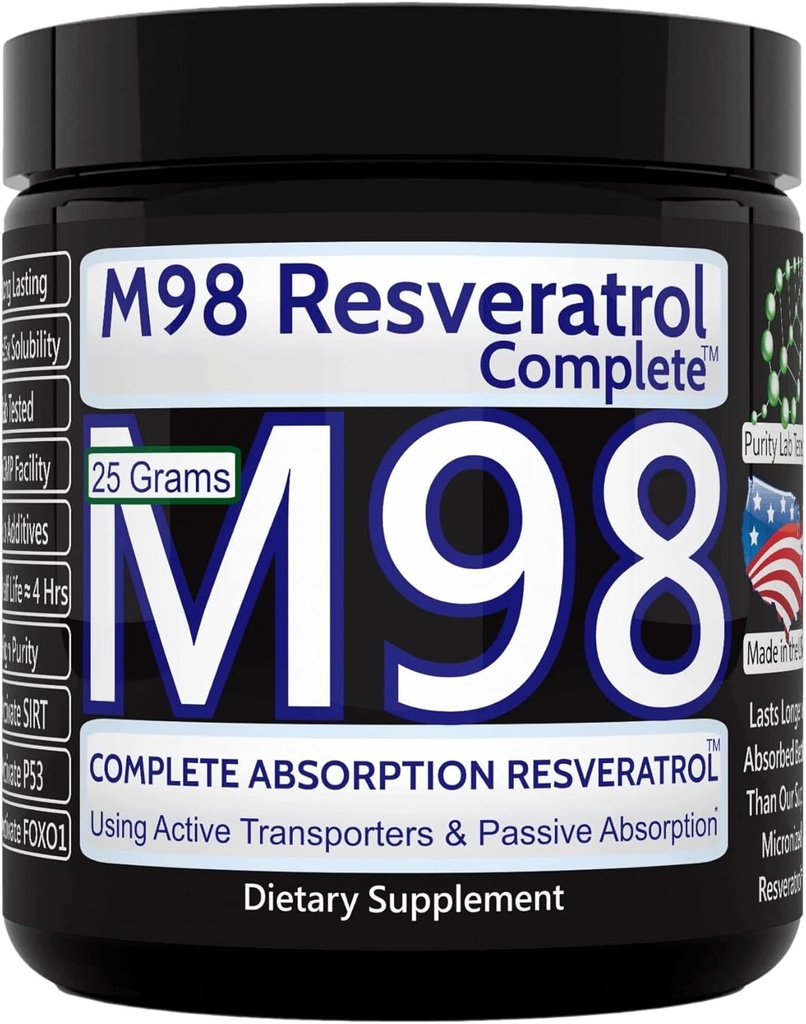 M98 Resveratrol Complete (M98- RC) - Bedre end Super Mikroniseret - Pure Powder - 25 Bedste