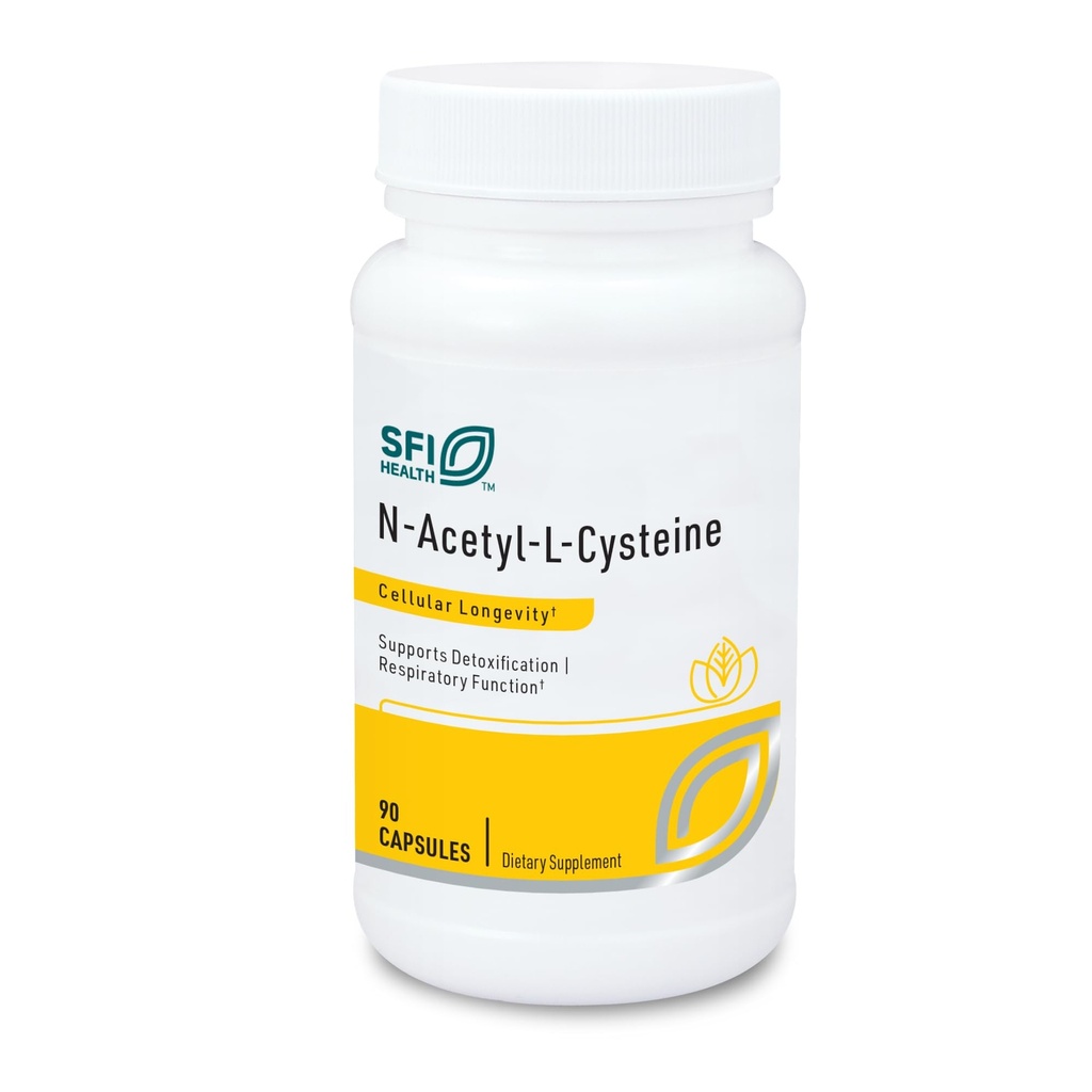 Klaire Labs SFI Health N- Acetyl- L- Cysteine 500mg - Aminosyre Glutathione Precursor NAC - supplement til støtte Cellulær antioxidant Protection - Hypoallergen, Soy- Free, Corn- Free (90 kapsler)