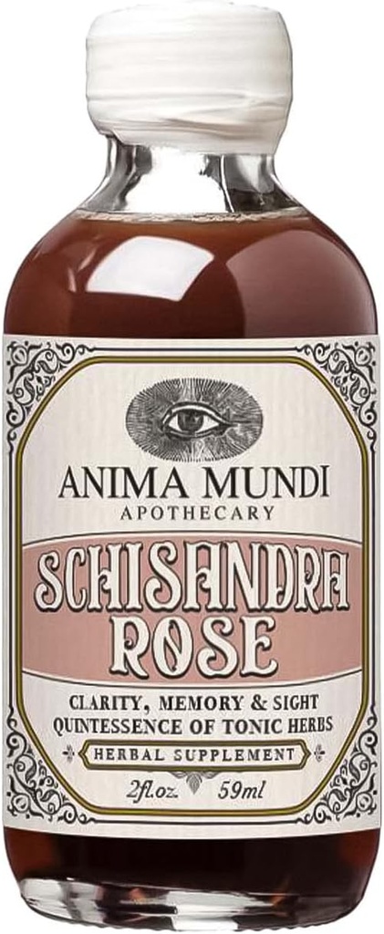 Anima Mundi Apothecary Schisandra Rose Elixir - Flydende Schisandra Berry Adaptogen supplement med færdige Rose Petals til lever og nyrestøtte - Anima Mundi skønhed kosttilskud (2oz / 59ml)