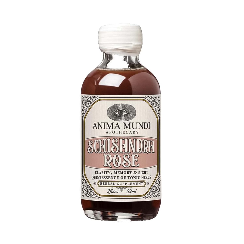 Anima Mundi Apothecary Schisandra Rose Elixir - Flydende Schisandra Berry Adaptogen supplement med færdige Rose Petals til lever og nyrestøtte - Anima Mundi skønhed kosttilskud (2oz / 59ml)