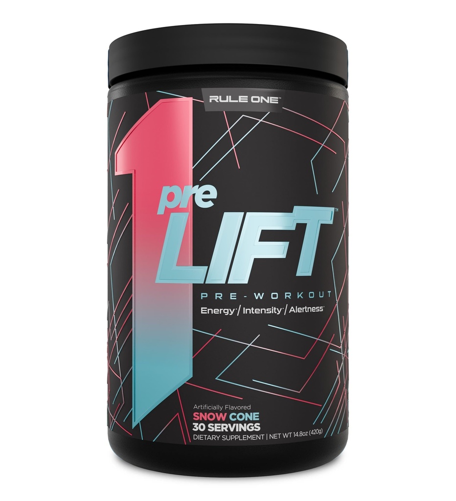 Regel 1 preLIFT Pre- Workout, 6g Citrulline, 3,2 g Beta Alanine, 3 Koffein Kilder + 20 andre for energi, Alerness, & Endurance (30 Serveringer, Snow Cone)