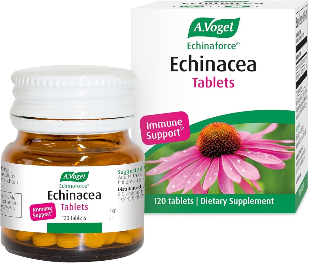 A. Vogel Echinaforce - Pakket Fresh Organic Echinacea - 120 tabletter - 3x stærkere formel end dehydreret - for immunsupport supplement - Daglig urteimmune sundhed booster - Let at synke