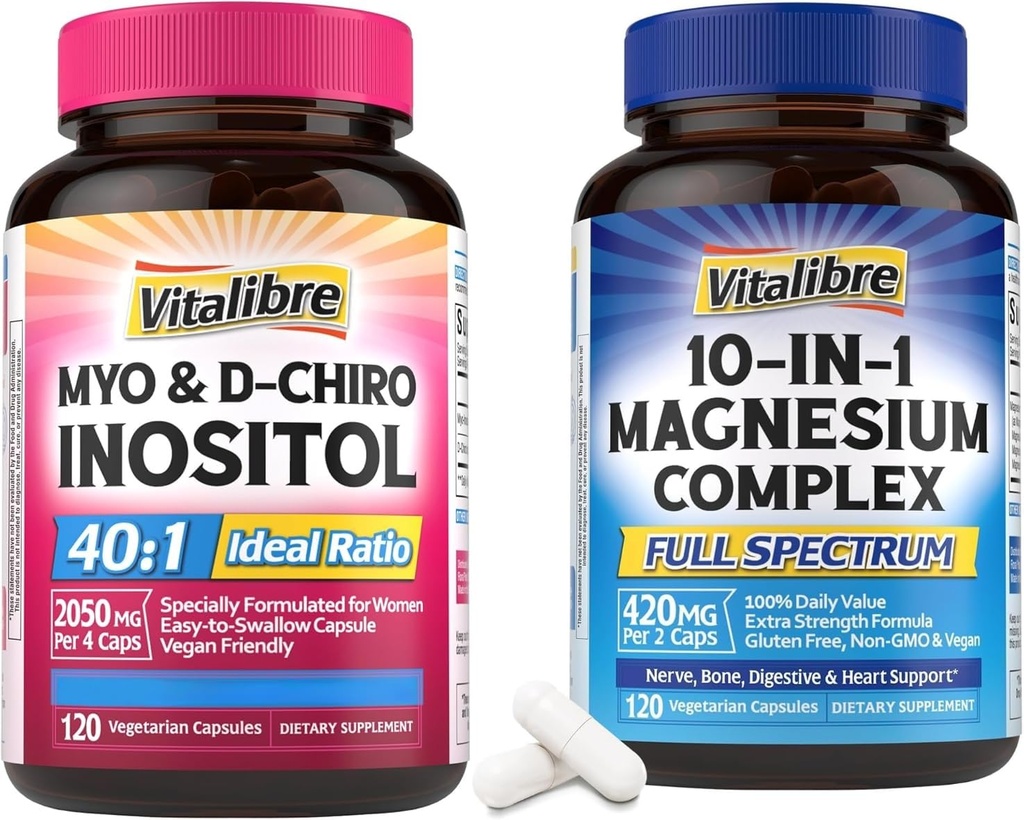 Inositol Supplement 120 kapsler & 10 i 1 Magnesiumkompleks 120 kapsler