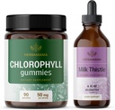 HERBAMAMA Chlorophyll and Milk Thistle Kit - Bundle of 50 mg Chlorophyll Gummies & Milk Thistle Extract Tincture 4 fl oz - Vegan, Non- GMO, Sugar & Alcohol- Free - 2 Pack