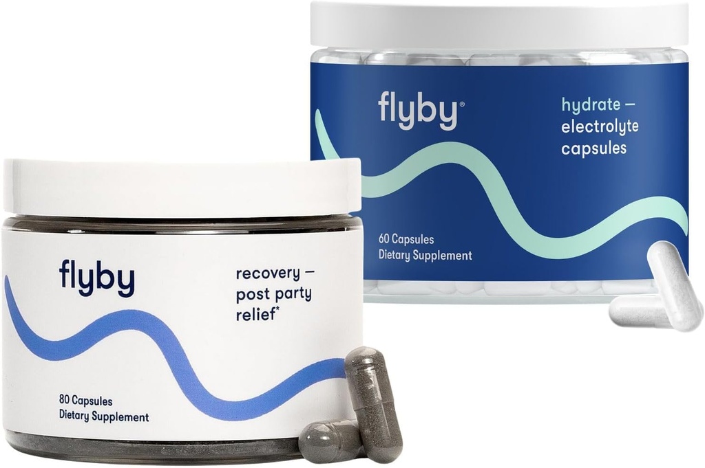 Flyby Recovery Supplement - All The Hang, uden Over! ™ og Electrolyte Recovery Capsule Bundle