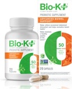 Bio- K + Advanced tarmstøtte Probiotisk - 50 milliarder CFU - Vegan, Gluten- Free, Non- GMO - Understøtter fordøjelsessygdomme & regularitet - for mænd og kvinder - 20 kapsler