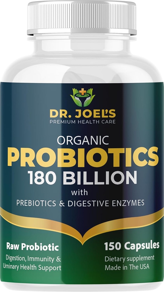 Organic Probiotics 180 Millioner CFU - 40 Strops Vegan Probiotics + Prebiotics + fordøjelsesenzymer - Gut & immunforsvar - 100% Pure, maksimal potens & Hylde Stabil - Lavet i USA