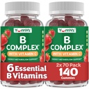 B Complex Gummies with Vitamin C - Great Tasting 1 om dagen Energi & Nervesystemet Støtte til voksne - Vegan, Kosher, Non- GMO Vitamin B Complex Gummies with B12, B6, & Folinsyre - 70 Greve (2 Pack)