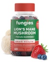 Fungies Lions Mane Mushroom Gummies, Blandet blåbær & Strawberry Flavor - Mushroom Supplement Gummy for voksne & børn understøtter hjerne sundhed, kognitiv funktion, fokus, hukommelse og mad, 60 Servere