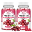Vitamin B12 Gummies - 5000 mcg Methylcobalamin med jern, C-vitamin, D3 & Folate, Energistøtte og Metabolisme, Immun, B-12 Complex tyggetabletter for mænd og kvinder, 120 Greve, 2 Pack
