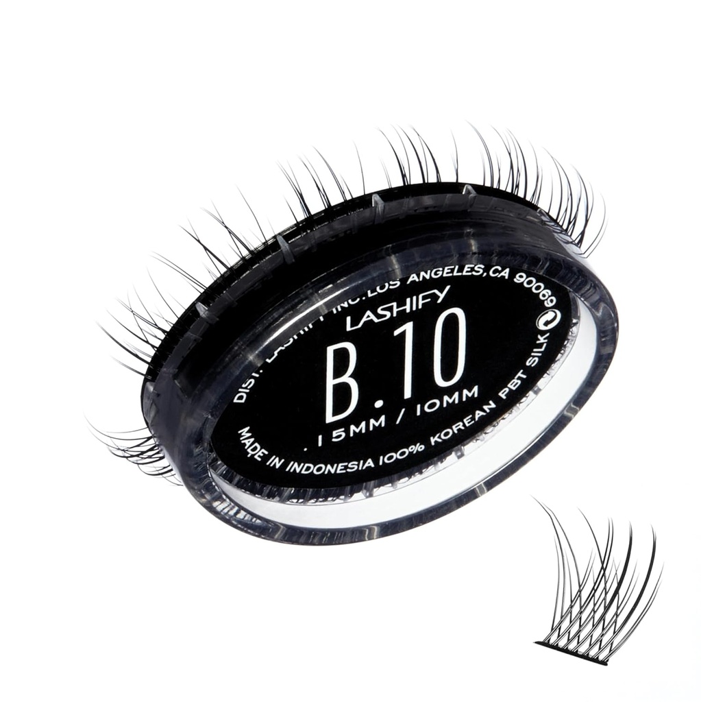 Lashify Fed 10mm Gossamer DIY Eyelash Extensions Refill, Black, Easy False Eyelash for et naturligt look