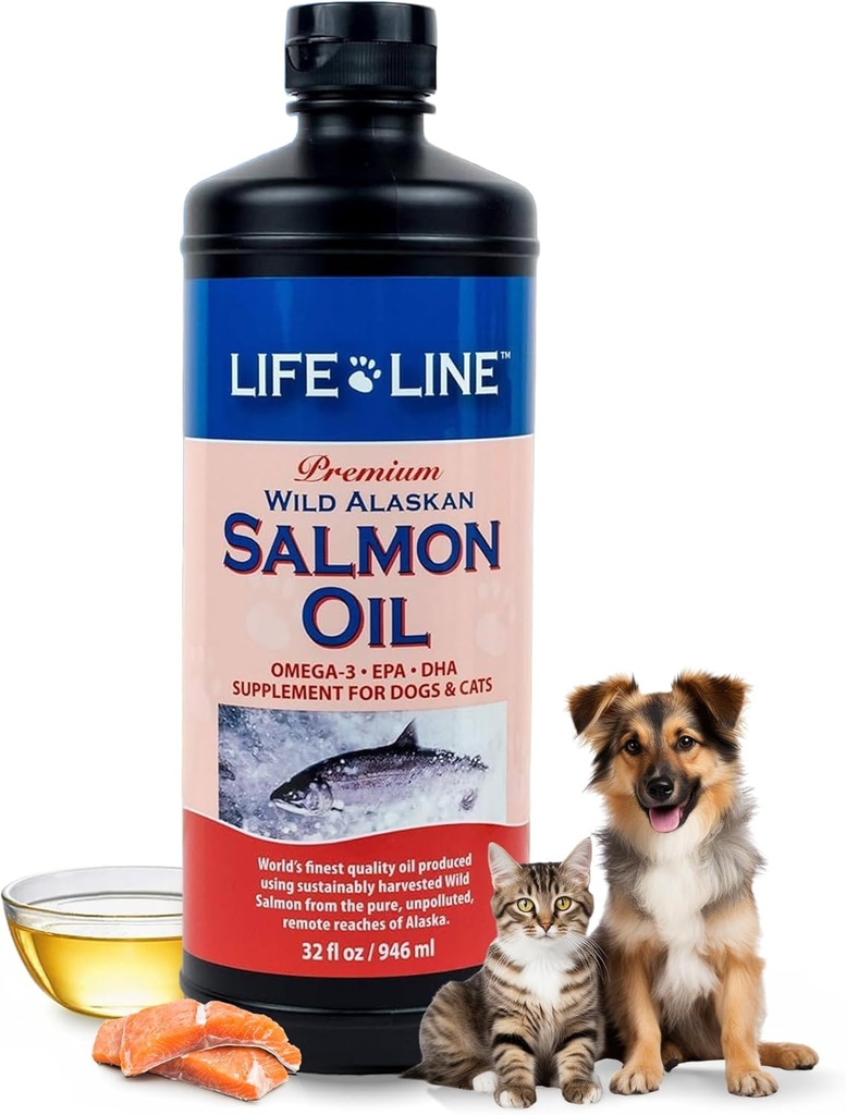 Life Line Salmon Oil for Kæledyr124; Omega-3 DHA EPA supplement til hunde & katte