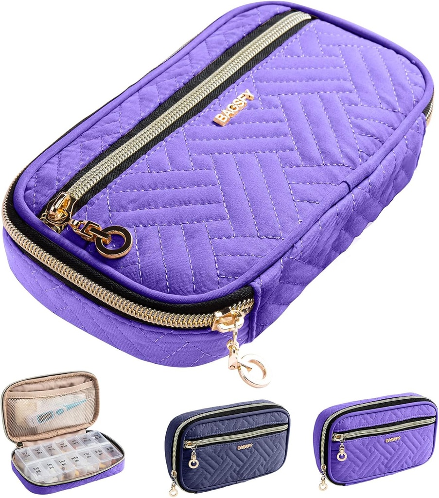 BAGSFY Pill Organizer sag 2 gange en Day- Ugentlig Medicin Travel Pill Box med flytbar 7 dages medicin sag Container for Fish Oil, Vitamin, tillæg