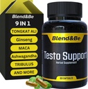 Blend & Be Testo Support against 124; All- in- ONE Herbal Dietary Supplement- 124; Tongkat Ali, Fenugreek, Ginseng, Maca, Ashwagandha, Spirulina Tribulus, Black Seed og Cinnamon. + • Gratis E-bog