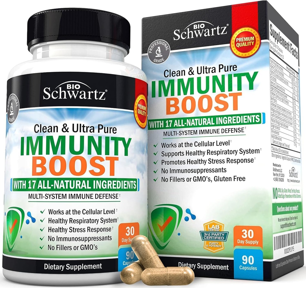 Immunitet Boost tillæg med hyldebær, vitamin A, Echinacea & Zink + vitamin C 1000mg kapsler med zink, Rose HIPS & Bioflavonoider