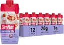 SlimFast Protein Shake, Strawberry- 20g Protein, Meal Erstatning Shake Klar til at drikke, High Protein med lav Carb og lavt sukker, 24 Vitamin og mineraler, 12 Greve (pakke med 1) (Packaging May Vary)