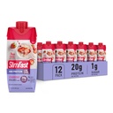 SlimFast Protein Shake, Strawberry- 20g Protein, Meal Erstatning Shake Klar til at drikke, High Protein med lav Carb og lavt sukker, 24 Vitamin og mineraler, 12 Greve (pakke med 1) (Packaging May Vary)