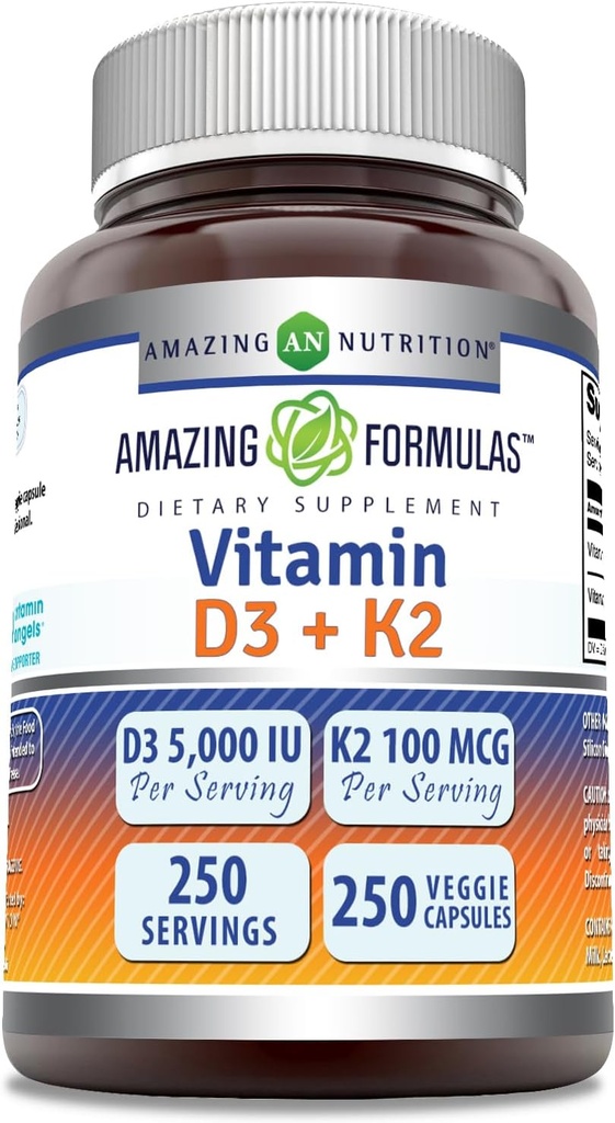 Amazing Formulas Vitamin D3 5000 IE med vitamin K2 100 Mcg
