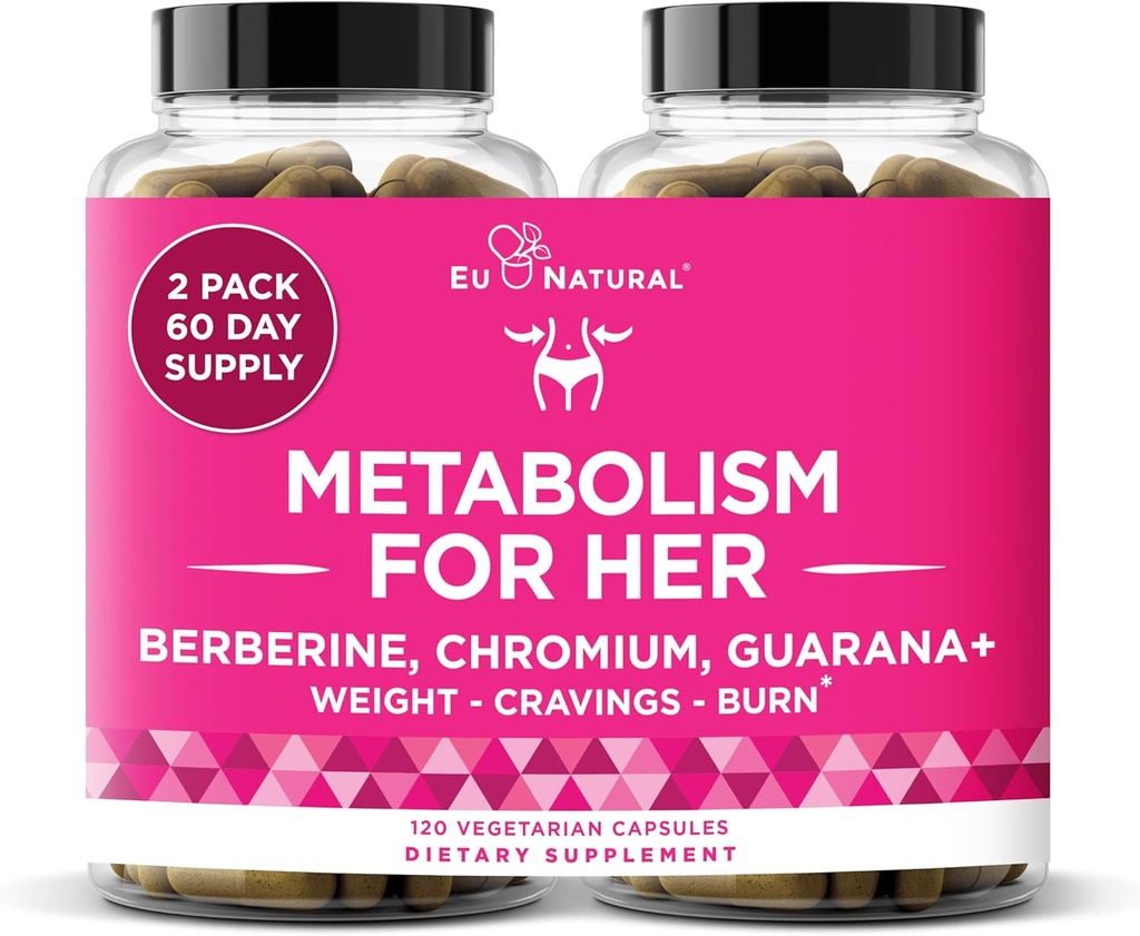 Metabolisme for hende - Appetite & Metabolisme Support til kvinder - Curb Cravings, Reducere kalorieindtag & fremme følelser af Fullness - Berberine, Chrom Picolinate & Guarana - 120 Veg kapsler