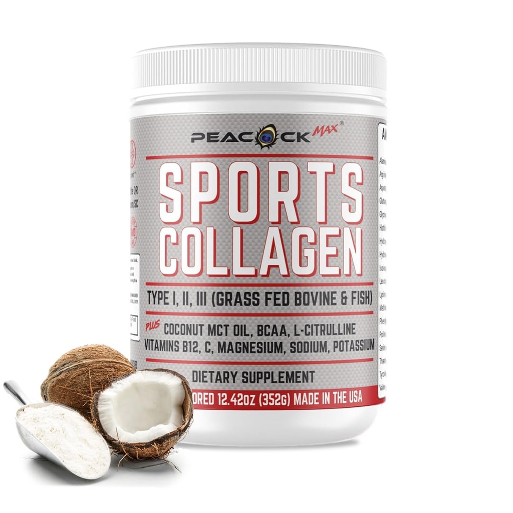 Sports Collagen Electrolytes Powder, 12.42 oz - Græs Fed Bovine & Wild Fish Hydrolyzed Type I, II, III Multi Collagen Peptider til Electrolyte Drinks, Unflavored Protein Powder med BCAA, Magnesium