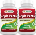 Bedste Naturals Apple Pectin 700 mg - Kostfibre - Intestinal Support - 120 kapsler (120 greve (pakke med 2))