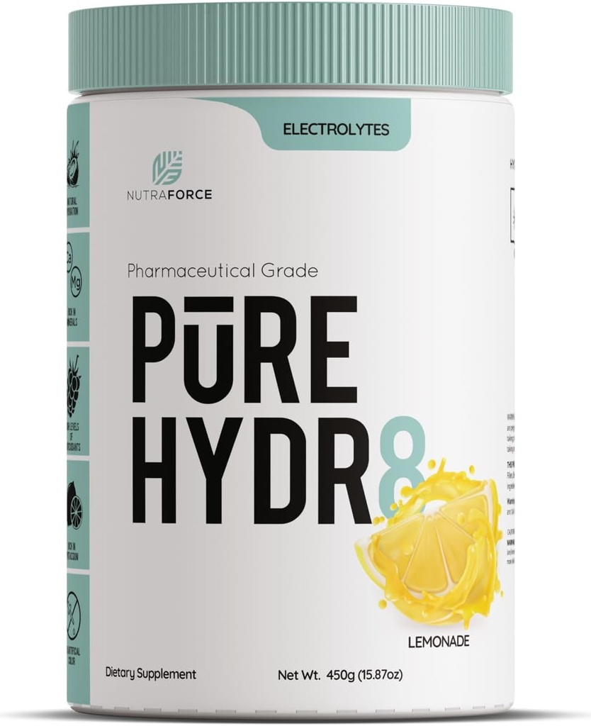 Pure Hydr8 Electrolyte Powder - kokos vand Infunderet - 700 mg kalium, 100 mg Magnesium, 80 mg natrium - sukker fri Lemonade
