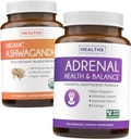 Ashwagandha & Adrenal (2måneders Supply) Adrenal Balance Pack - Organic Ashwagandha Natural Adrenal & Cortisol Support (120 Caps) & Adrenal System & Cortisol Manager L- Tyrosine Træthed Support (120 Cap)