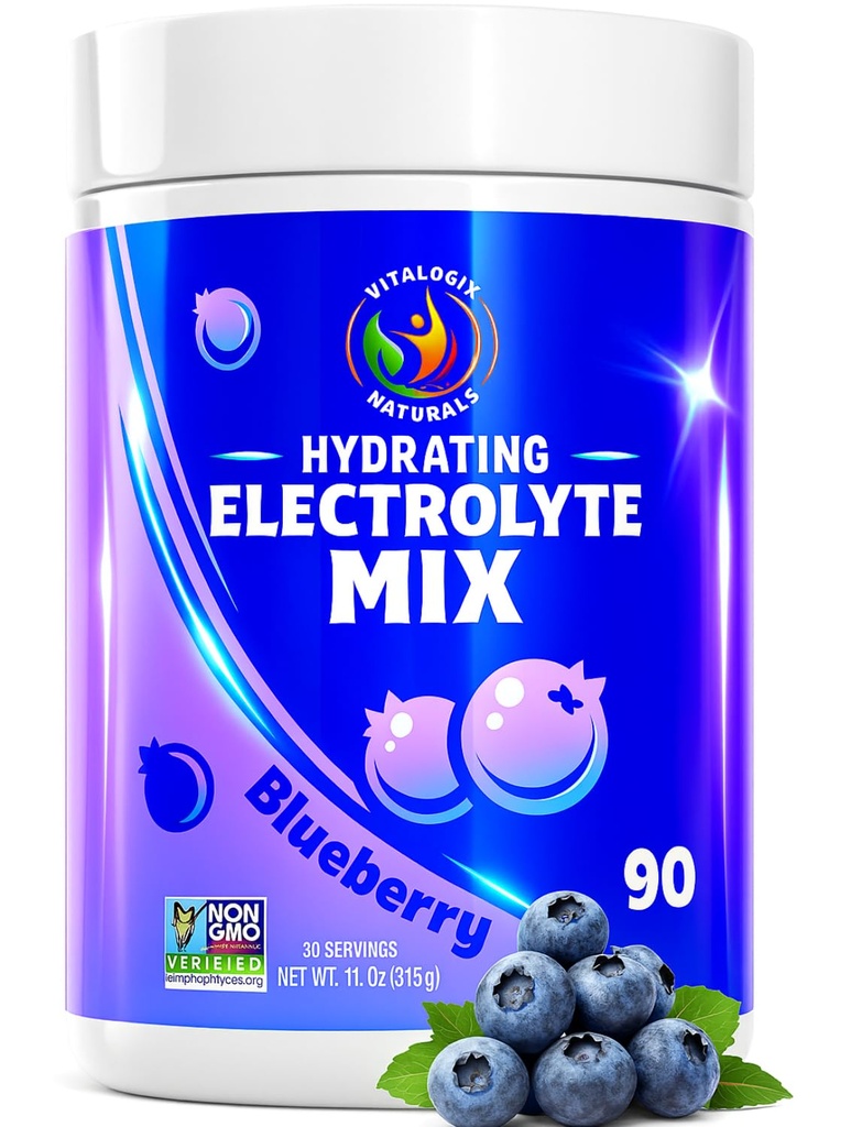 Blueberry Hydration Powder - Zero Sugar Electrolyte Drink Mix 124; 90 Servings Budding 124; Keto, Vegan, Gluten- Gratis Buddy 124; Natural Electrolytes for Muscle Recovery, Energy, Cramp Relief