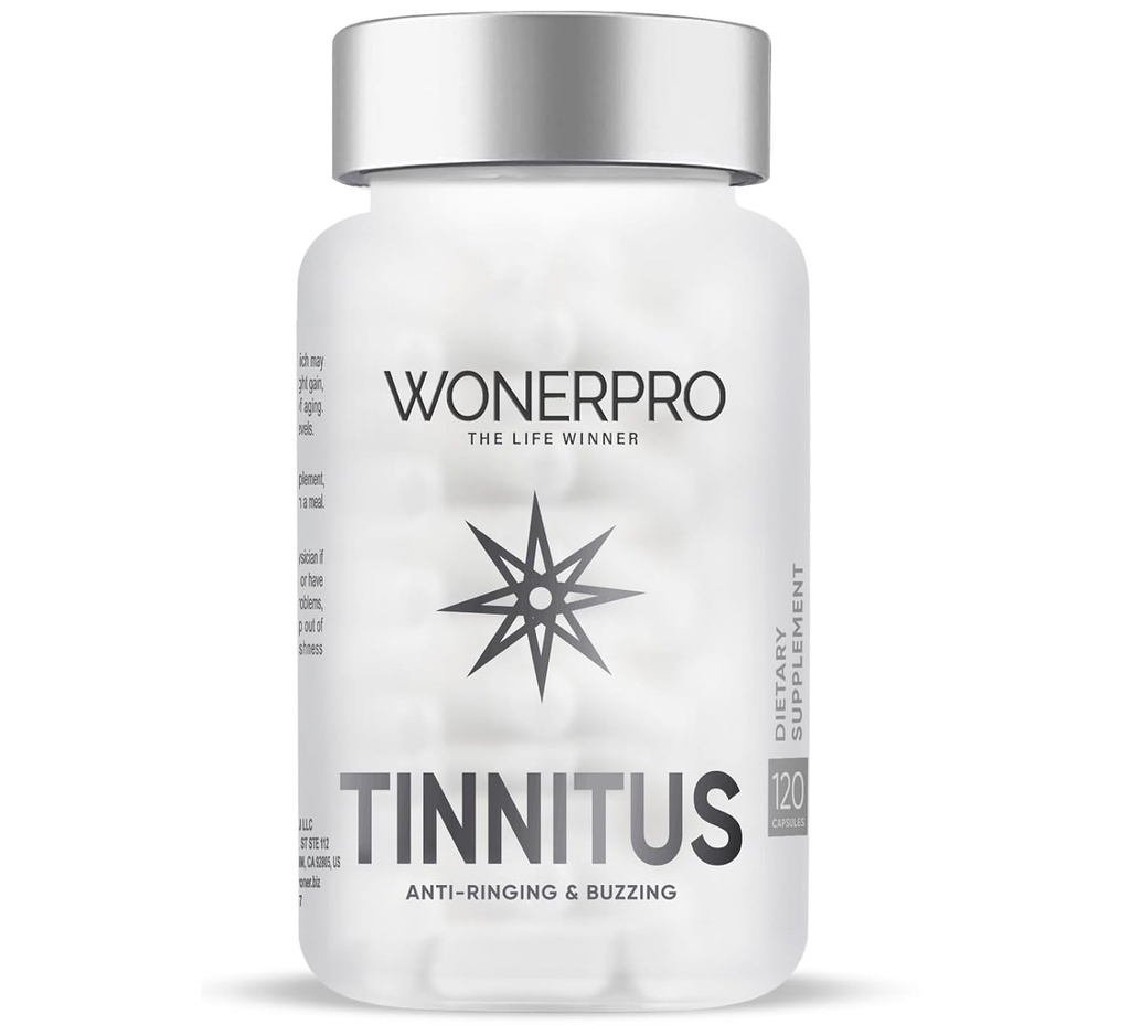 Tinnitus Relief for Ringøre, 120 Kapsler Øre sundhed Vitaminer understøtter høretab og reducerer Ringing i Ørene for mænd og kvinder